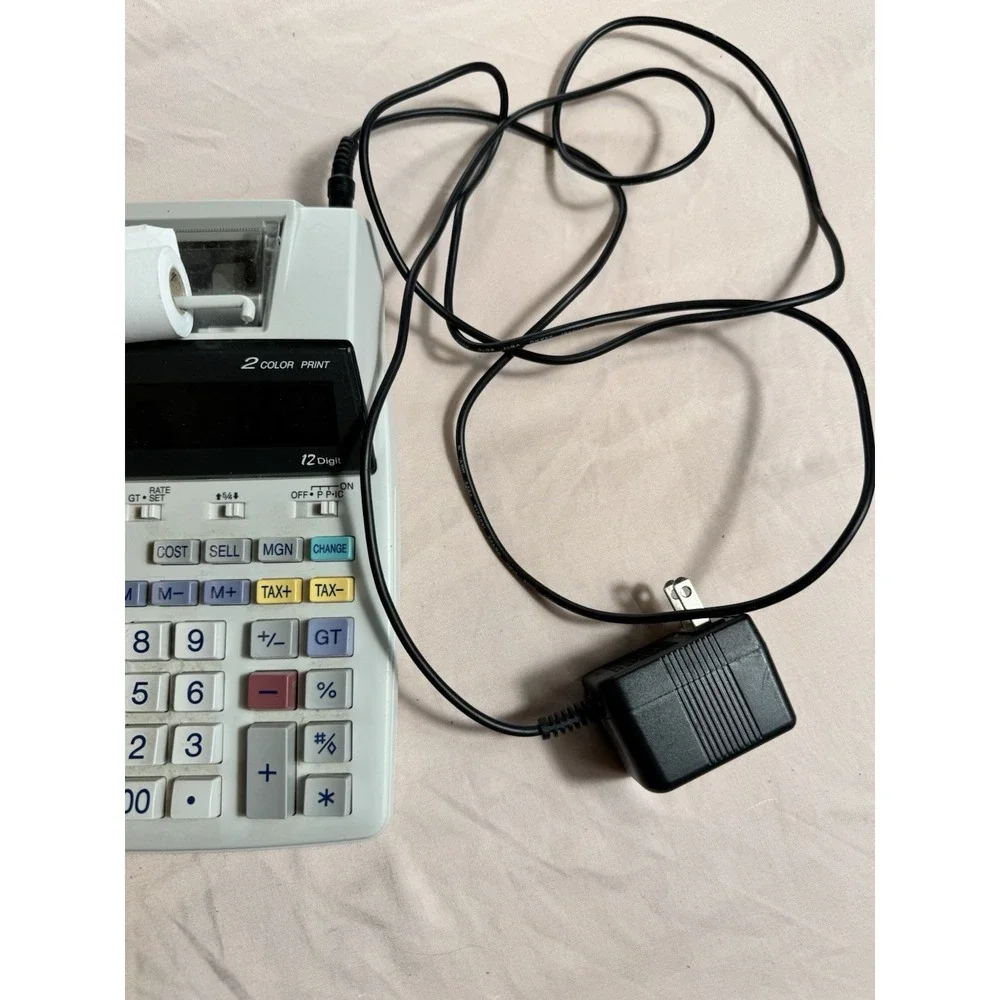 Sharp EL-1750V Electronic Printing Calculator 12 Digit 2 Color Print White